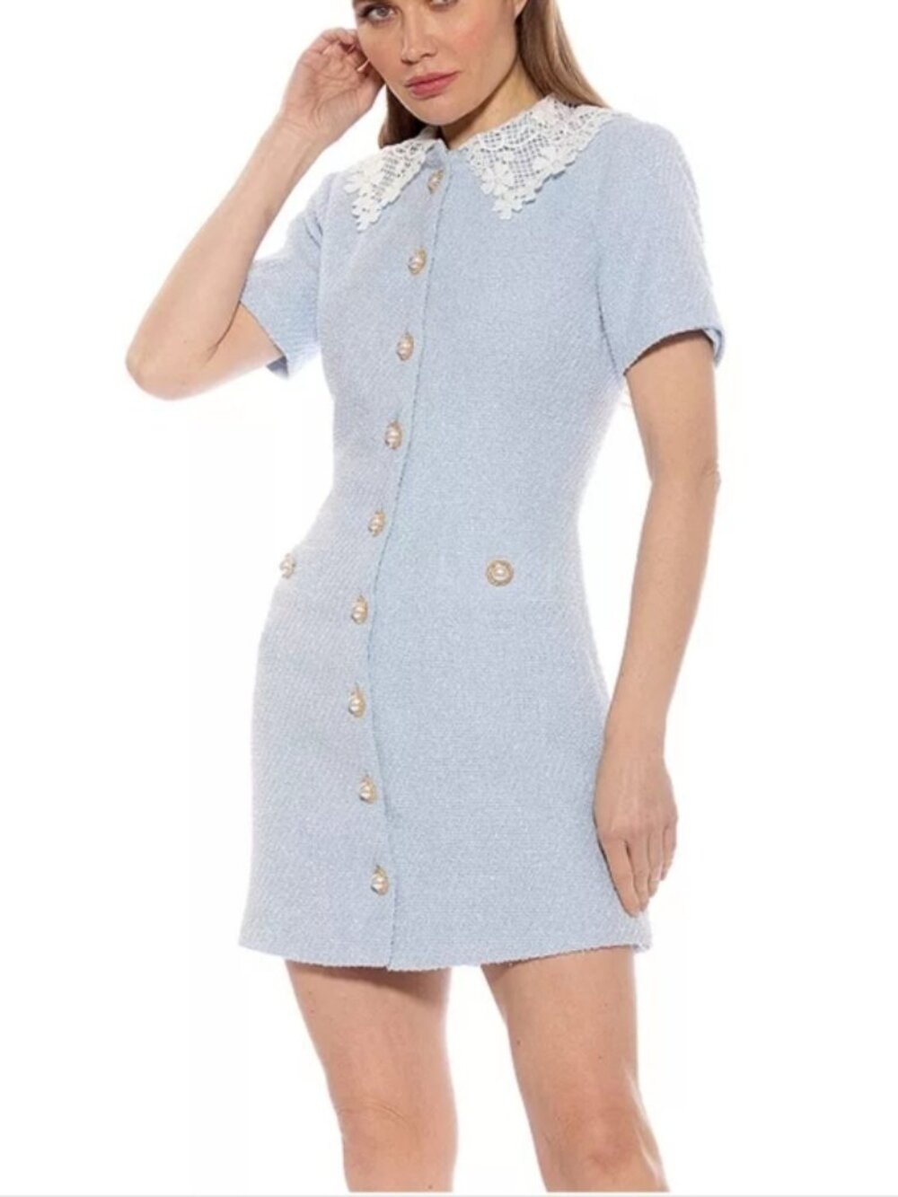 Alexia Admor Blue Tweed Dress Size 14